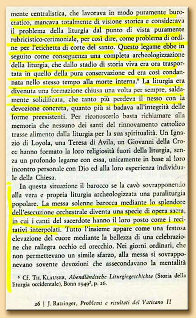 ratzinger sulla messa tridentina