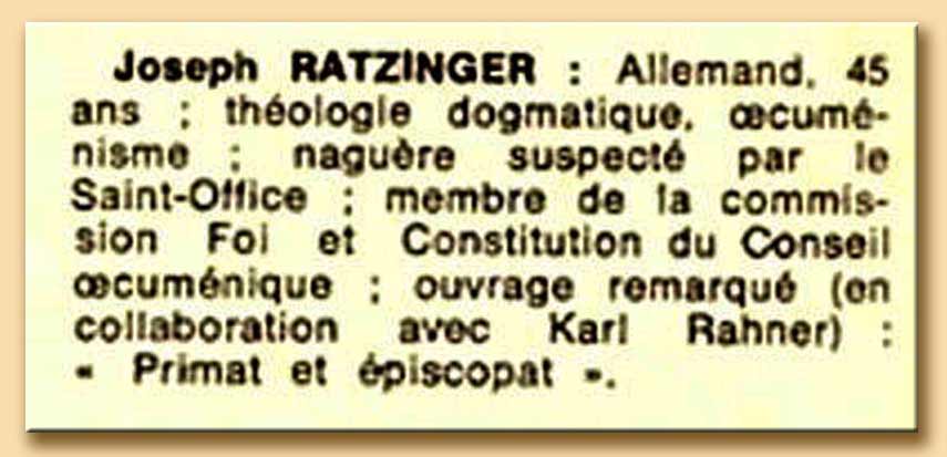 scheda joseph ratzinger