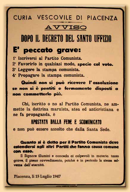 scomunica dei comunisti del 1947