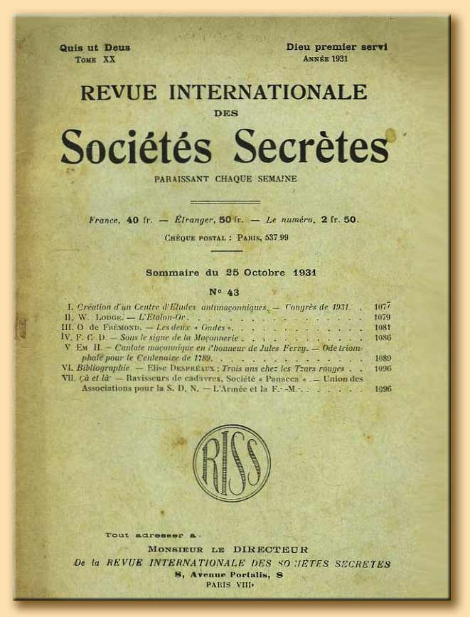 revue internationale des sociétés secrètes