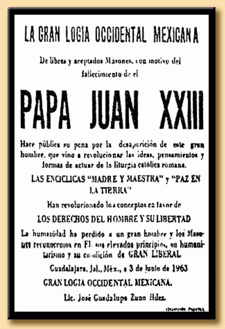 necrologio massonico giovanni XXIII